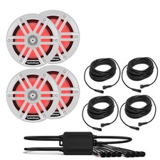 Rockford Fosgate 2 Pairs 8" Marine Speakers  RGB Controller  Extension Cables