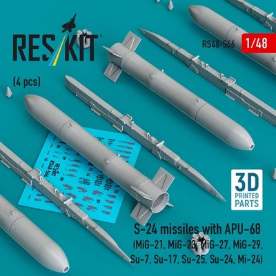ResKit RS48-0566 - 1:48 S-24 missiles with APU-68 (4 pcs) (MiG-21, MiG-23, MiG-2
