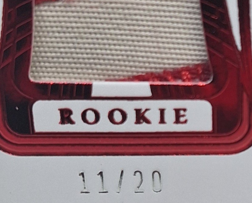 JORDAN LAWLAR 2023 PANINI FLAWLESS RED TRI COLOR JUMBO PATCH RC #11/20 AUTO view 2