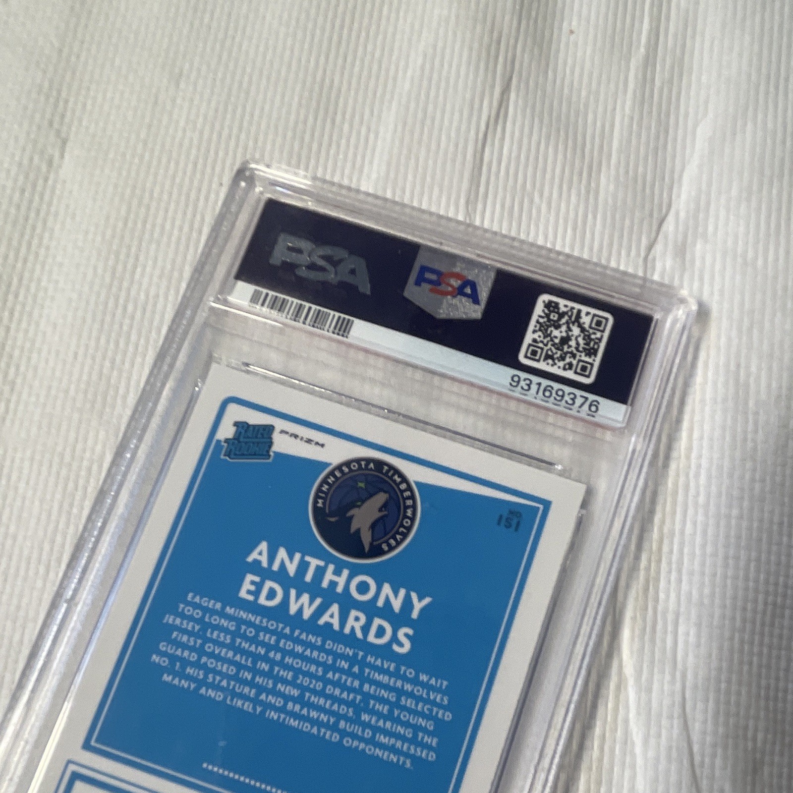 Panini Donruss Optic Rated Rookie Anthony Edwards #151 Purple Shock Prizm PSA 10 view 6