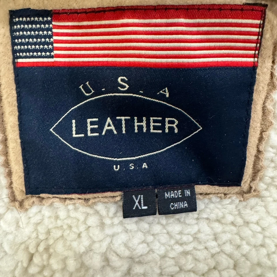 Jaqueta de Caminhoneiro Sherpa Camurça Couro EUA Feminina GG Bronzeada Western Snap Forrada Y2K - Imagem 4 de 4