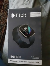 Fitbit Sense health watch stress management technology in box fb512bkbk