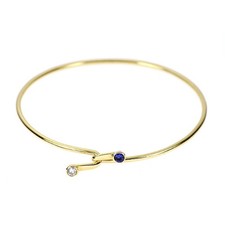 Tiffany K18YG sapphire diamond bangle double ...