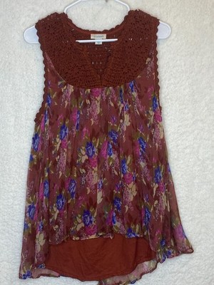 Sundance Dreamy Eves Top Women's Size Small Crocheted Flowy Sleeveless Blouse