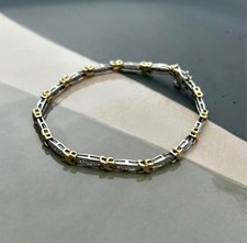 Vintage 14K Two Tone XO Link Diamond Tennis B...