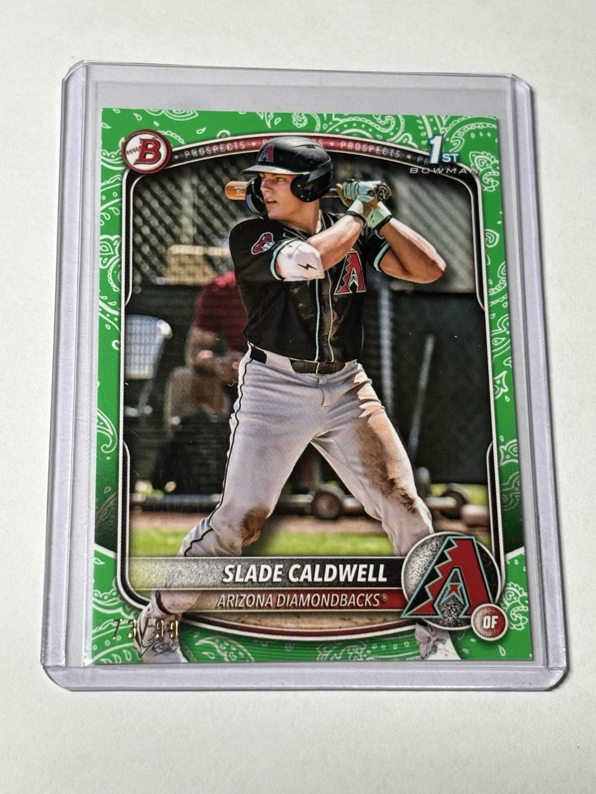2025 Bowman #BP-21 Slade Caldwell Prospects Green Pattern 73/99 Diamondbacks