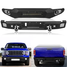 Front/Rear Bumper Kit With LED Lights&D-rings for 2021 2022 2023 Ford F150 Steel
