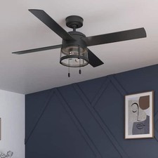 Hunter 52369 Tacoma 52 in. Indoor/Outdoor Matte Black Ceiling Fan with Light Kit