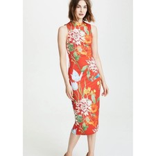 Alice + Olivia Sz 6 Delora Midi dress in Greenwich Garden Poppy Sheath