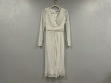 Mac Duggal 26555 White Sequined Long Sleeve Midi Dress Sz 0 NEW