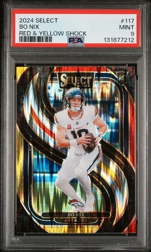 2024 PANINI SELECT RED & YELLOW SHOCK #117 BO NIX ROOKIE RC PSA 9
