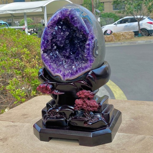 Purple Amethyst Geode Dragon Egg - Natural Crystal - Healing Stone Art - 10.4LB - Picture 3 of 11