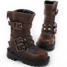 Doll Leather Round-toe Shoes Medium Boots for 1/4 1/3 Uncle BJD Brown / Black