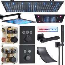 Schwarz Unterputz Duscharmatur Set mit Thermostat ibox Kopfbrause Regendusche