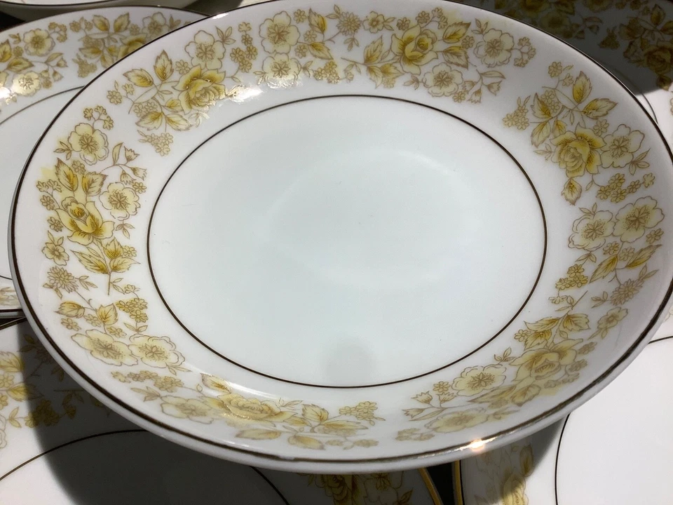 Conjunto de 11 tigelas de sobremesa Chadds Ford CF Japão Golden Rose 5 1/2" cupê aro dourado - Imagem 2 de 4