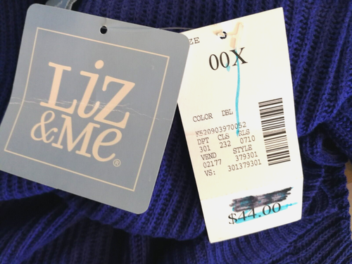 Liz & Me Womens Sweater 14W 00X Plus Cardigan Blue Tunic Open Front Short Sleeve - Picture 3 of 4