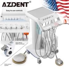 Dental Portable Delivery Unit System Air Compressor Mobile Treatment Cart 4Hole