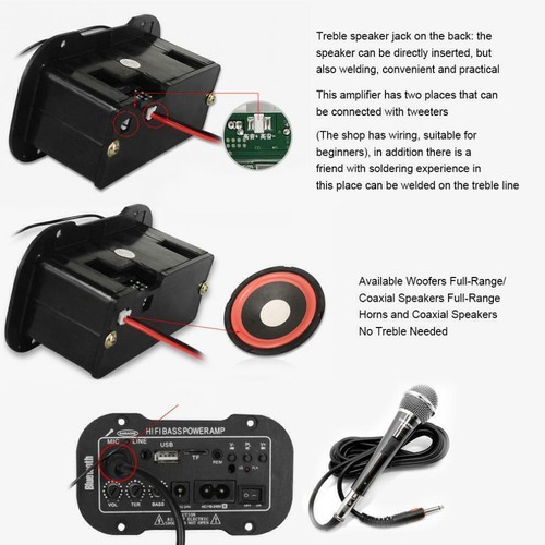 Amplificador estéreo AMP HiFi Bluetooth para automóvil Radio FM MICRÓFONO MP3 USB SD reproductor con control remoto - Imagen 5 de 12