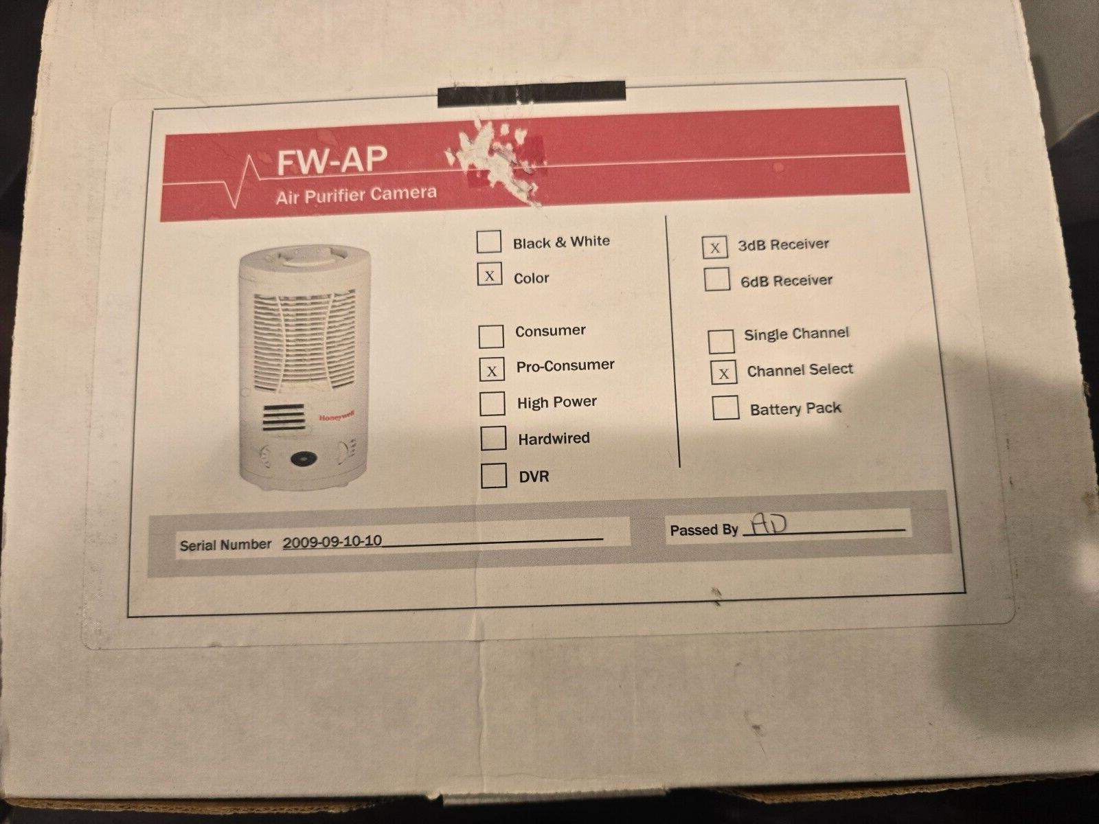 Security Camera Honeywell Air Purifier  ProComsumer FW-AP 3db Channel Select-image