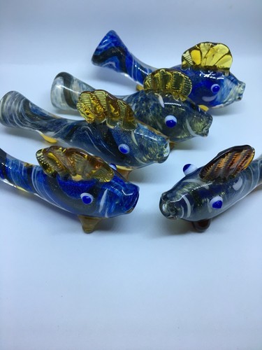 USA 3.5” FISH CHILLUM DICHRO HAND PIPE BLOWN GLASS HEAVY BOWL TOBACCO SMOKING OG - Picture 4 of 12
