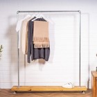 Vintage Industrial Urban Silver Clothes Rail Free Standing Wooden Base with Pipe
