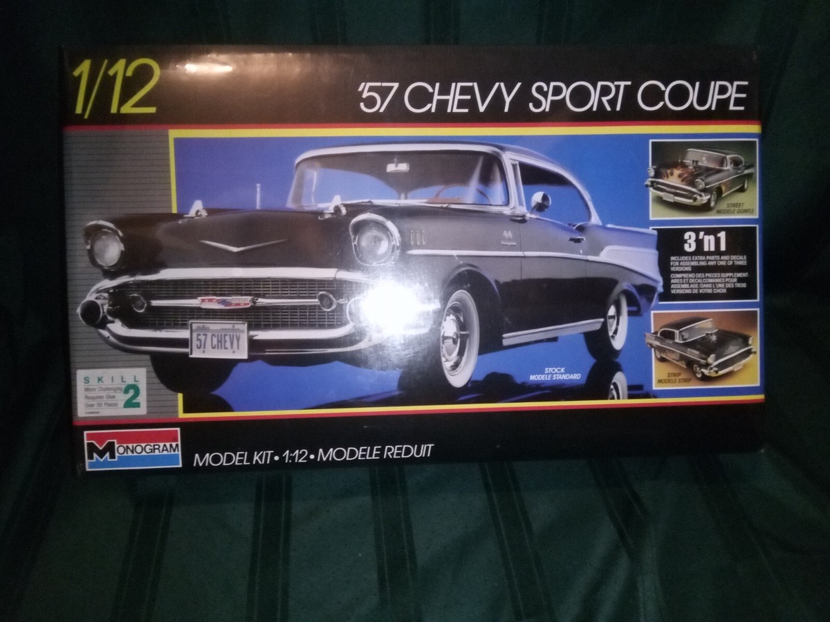 57 Chevy Sport Coupe Monogram Large 3 in 1 Vintage Model Kit NIB 1