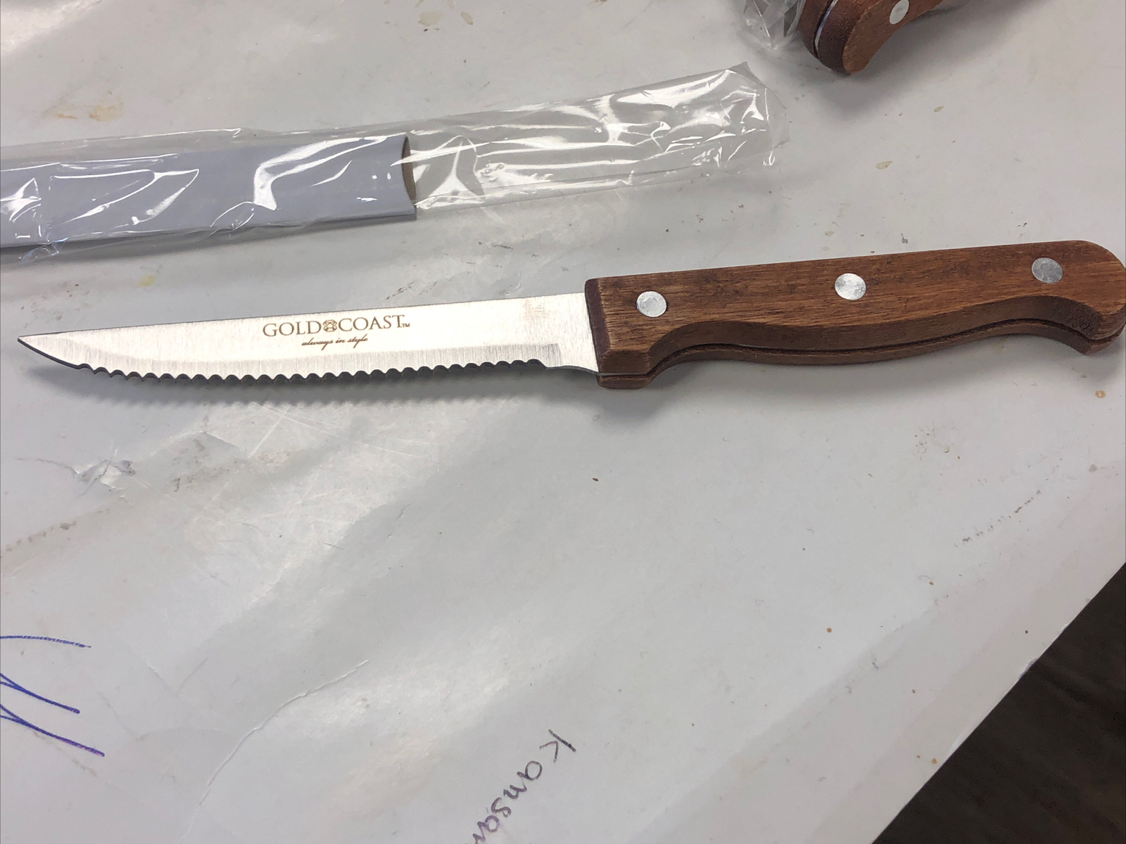 Gold Coast 8Pc Steak Knife Set Serrated Knives Brown Handles eBay