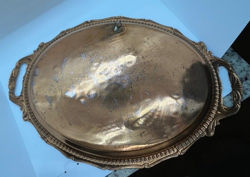 Retro Turkish Erzincanlilar Copper Serving Tray Platter Hand Engraved Grannycore - Picture 9 of 19