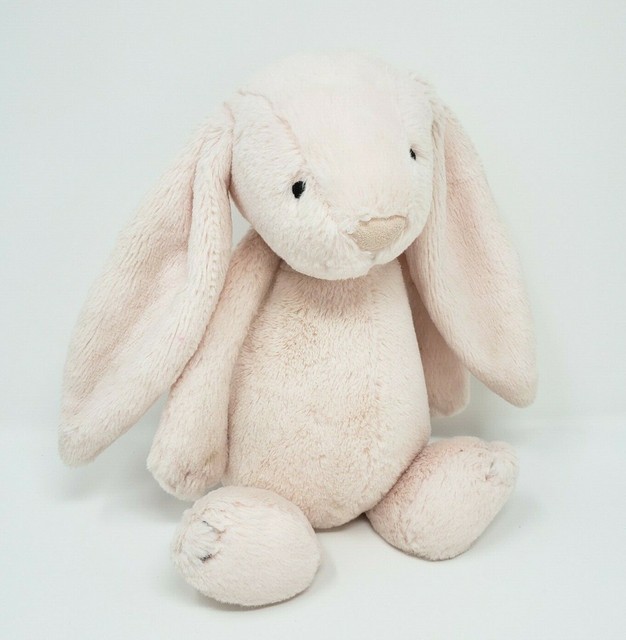 JELLYCAT BABY LONDON BASHFUL PINK RATTLE CHIME BUNNY STUFFED ANIMAL