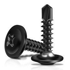 100Pcs 8 x 3/4" Black Self Tapping Screws for Metal 410 Stainless Steel Shee...