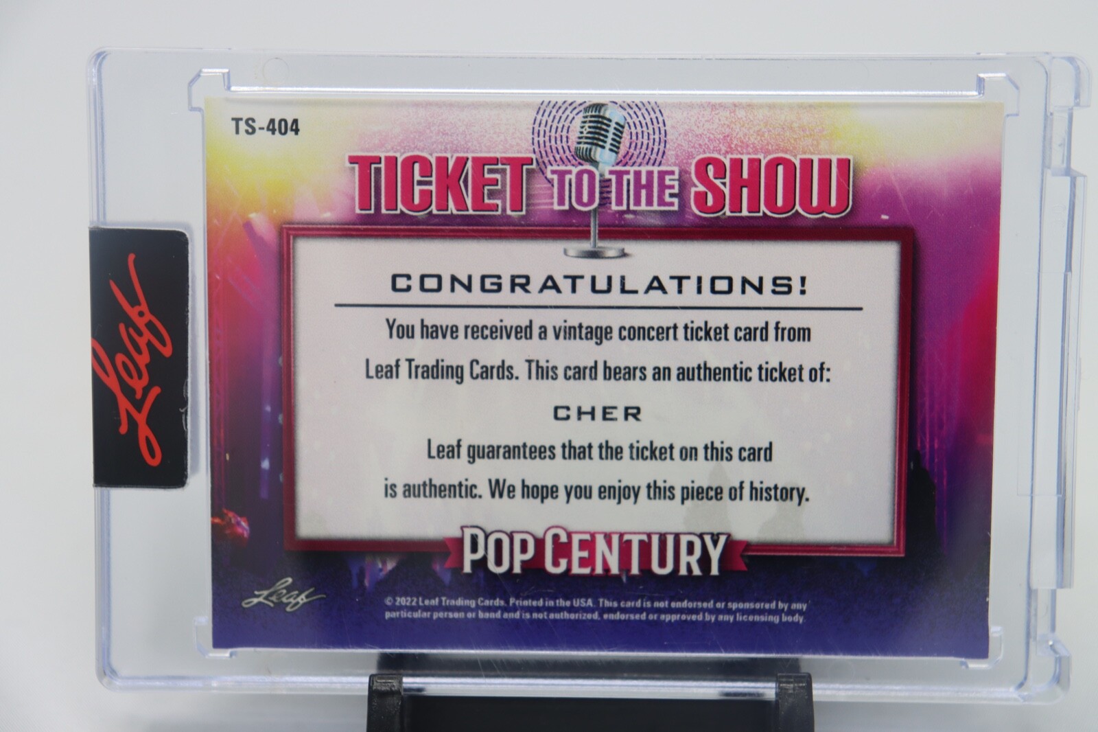 2022 Leaf Pop Century CHER Vintage Concert Ticket to the Show Music Icon Card