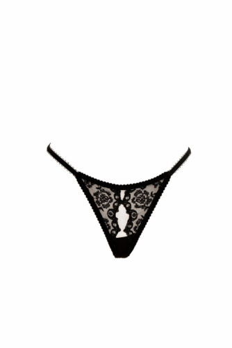L'AGENT BY AGENT PROVOCATEUR Womens Thongs Elegant Floral Black Size S - Picture 1 of 4