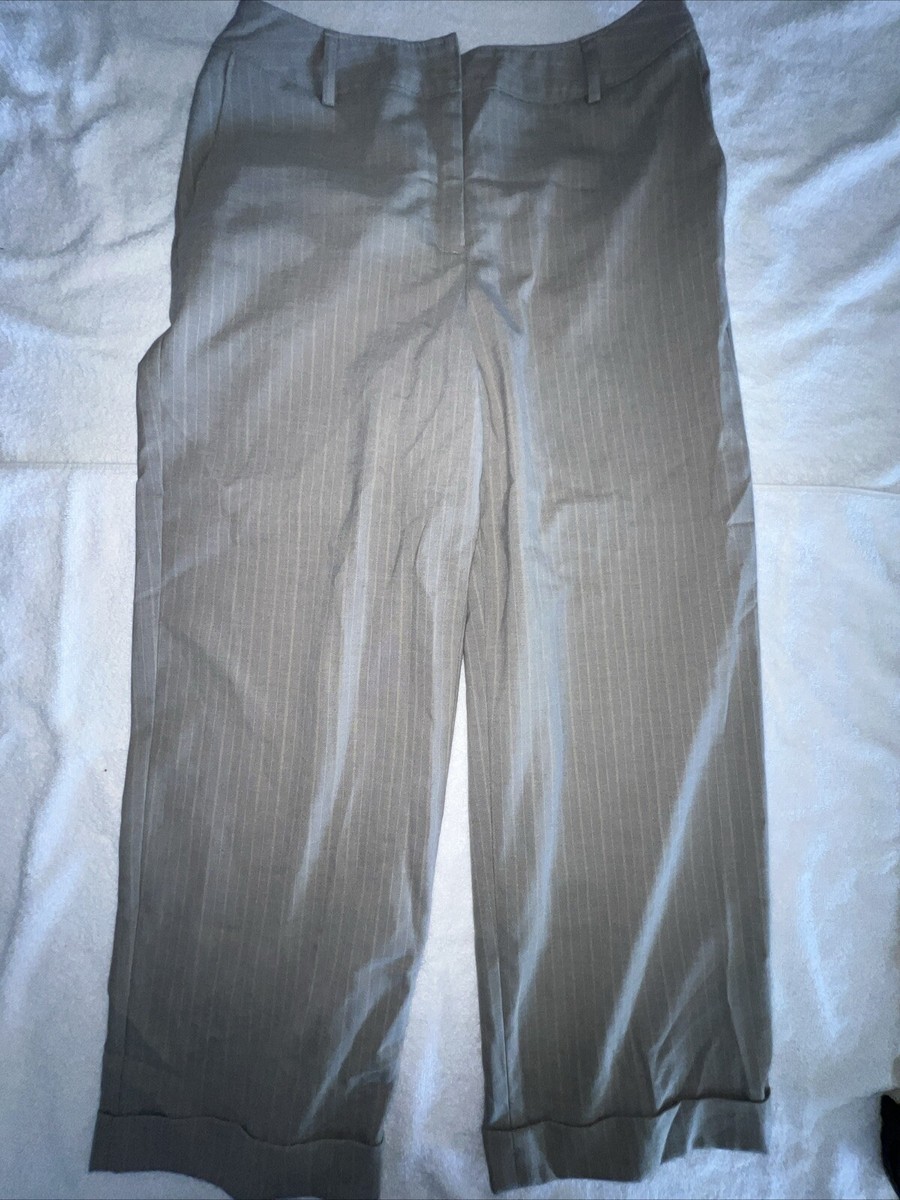 Talbots Dress Pants Womens Size 8 Pinstripe Cuffed Trouser Tan Beige  Stretch