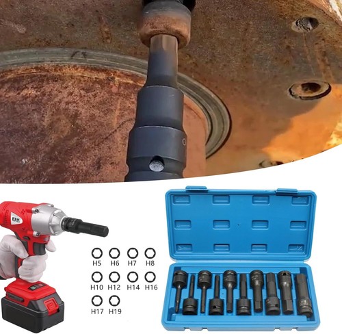 10Pc 1/2" Impact Hex Socket Drive Bit Metric Set H5-H19 Allen Key Torx with Case - Picture 12 of 12