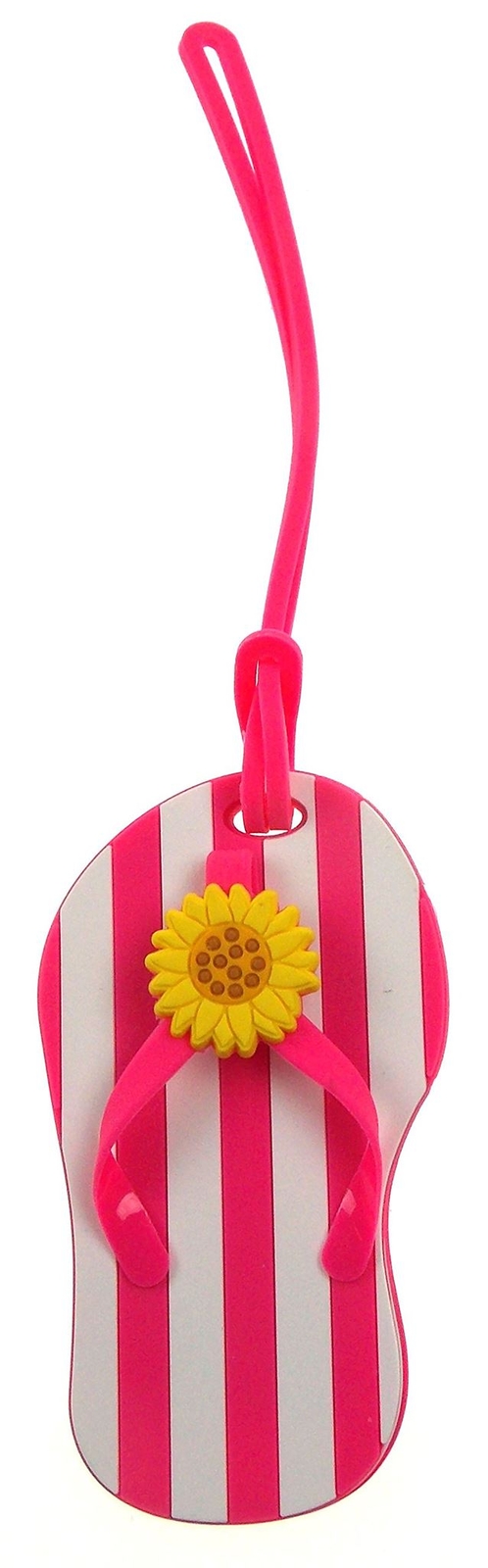 Beach Flip Flop Luggage Tags Pink White Striped Set 4 Gift Beach Travel ID Name