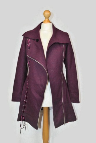 New Joe Browns Absolute Burgundy Coat with Asymmetric Zip & Corset Details 8 - Picture 11 of 20