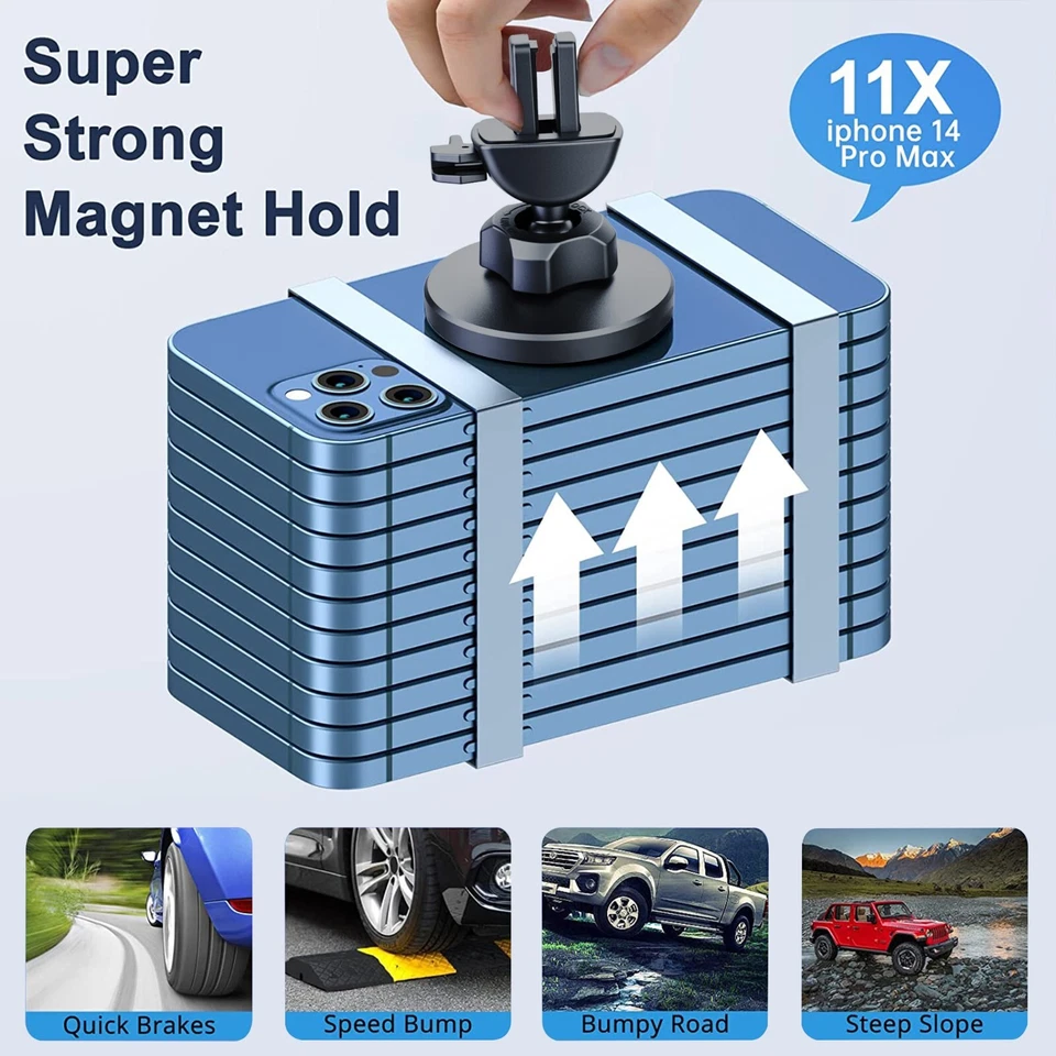 Soportes de teléfono MagSafe para bloqueo giratorio de ventilación de aire, taza de automóvil, tablero de instrumentos y parabrisas Foto 3 de 4