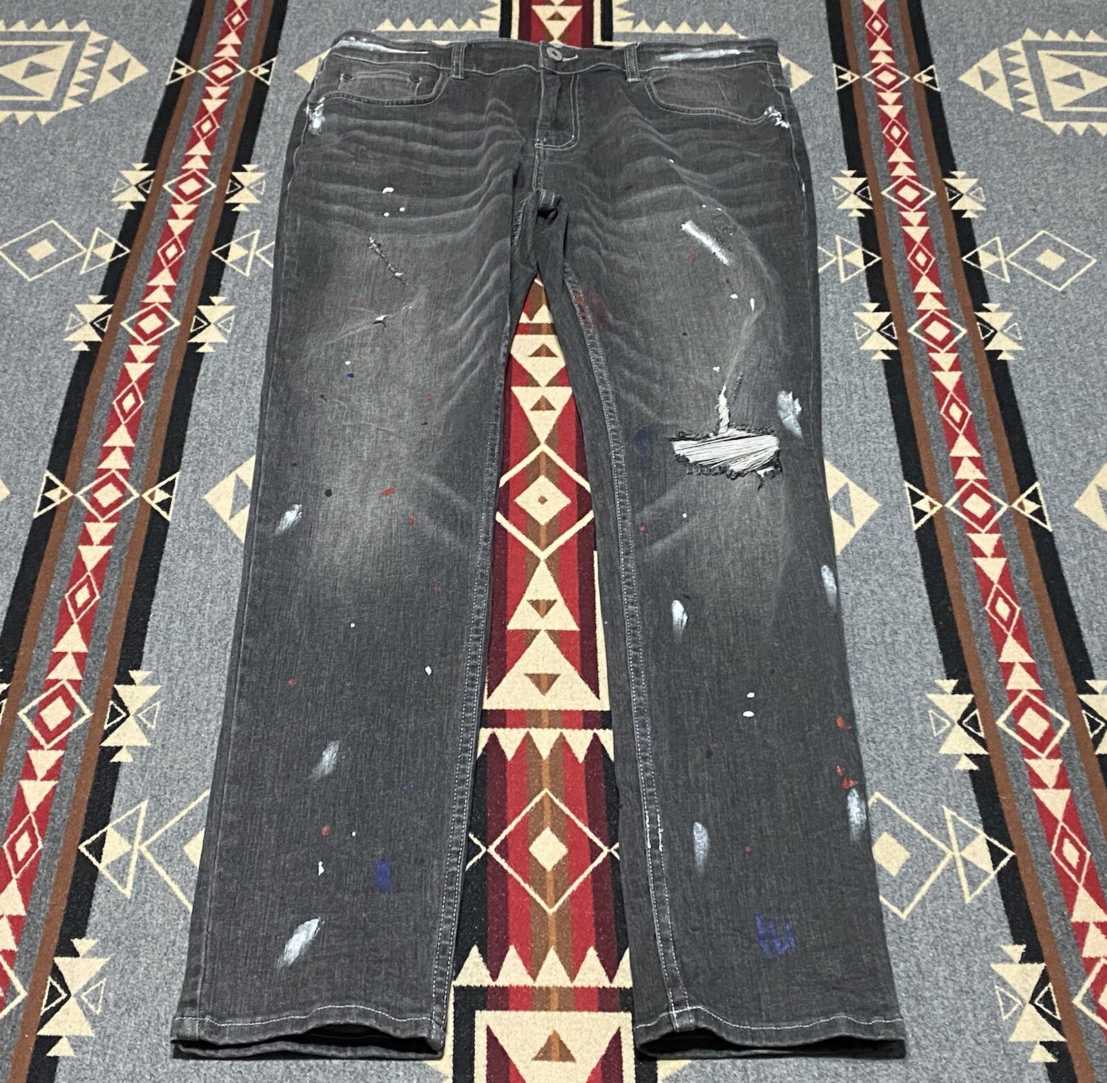 Serenede Black Paint Splatter Mens Denim Jeans 36X32 … Gem