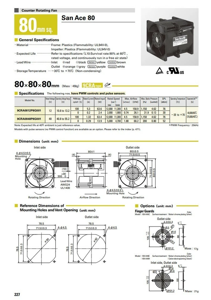 Sanyo denki SanAce 80 fan 80x80x80mm 12VDC 9CRA0812P8G001 - Image 2 of 4