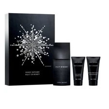 ISSEY MIYAKE NUIT D'ISSEY SET 2.5 Oz EDT + SHOWER GEL + AFTERSHAVE BALM 1.6 Oz