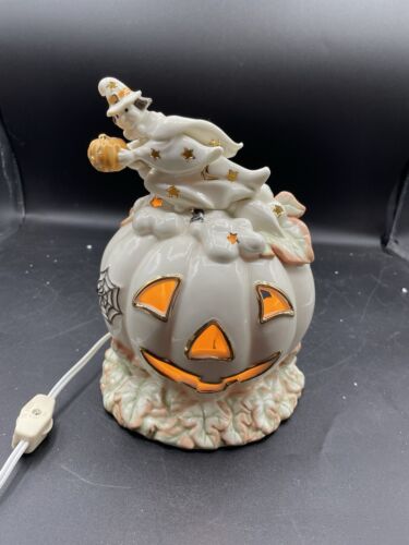 Lenox Halloween Rare Occasions Flying Witch & Pumpkin Light