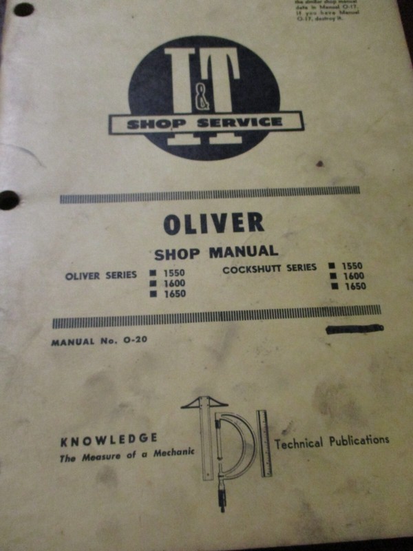 Oliver/Cockshutt 1550, 1600, 1650 Tractors I&T Shop Service Manual 1968