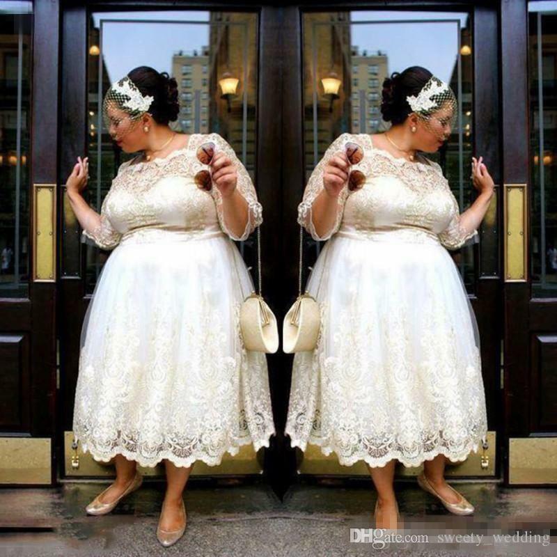 Plus Size Wedding Dress Long Sleeves V Neck Lace Appliques Beach Bridal  Gowns | eBay