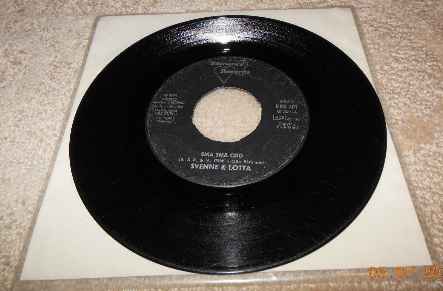Bee Gees 7" Swedish WORDS cover record  Svenne & Lotta Barry Robin Maurice Gibb