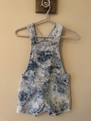 Girls Acid Wash Shortalls Overalls Size 