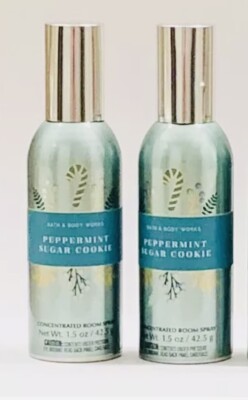 2 BATH BODY WORKS PEPPERMINT SUGAR COOKIE CONCENTRATED ROOM SPRAY AIR FRESHENER