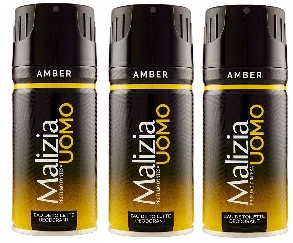MALIZIA MIRATO Malizia Uomo AMBER Deo 3 x 150ml EAU DE TOILETTE DEODORANT
