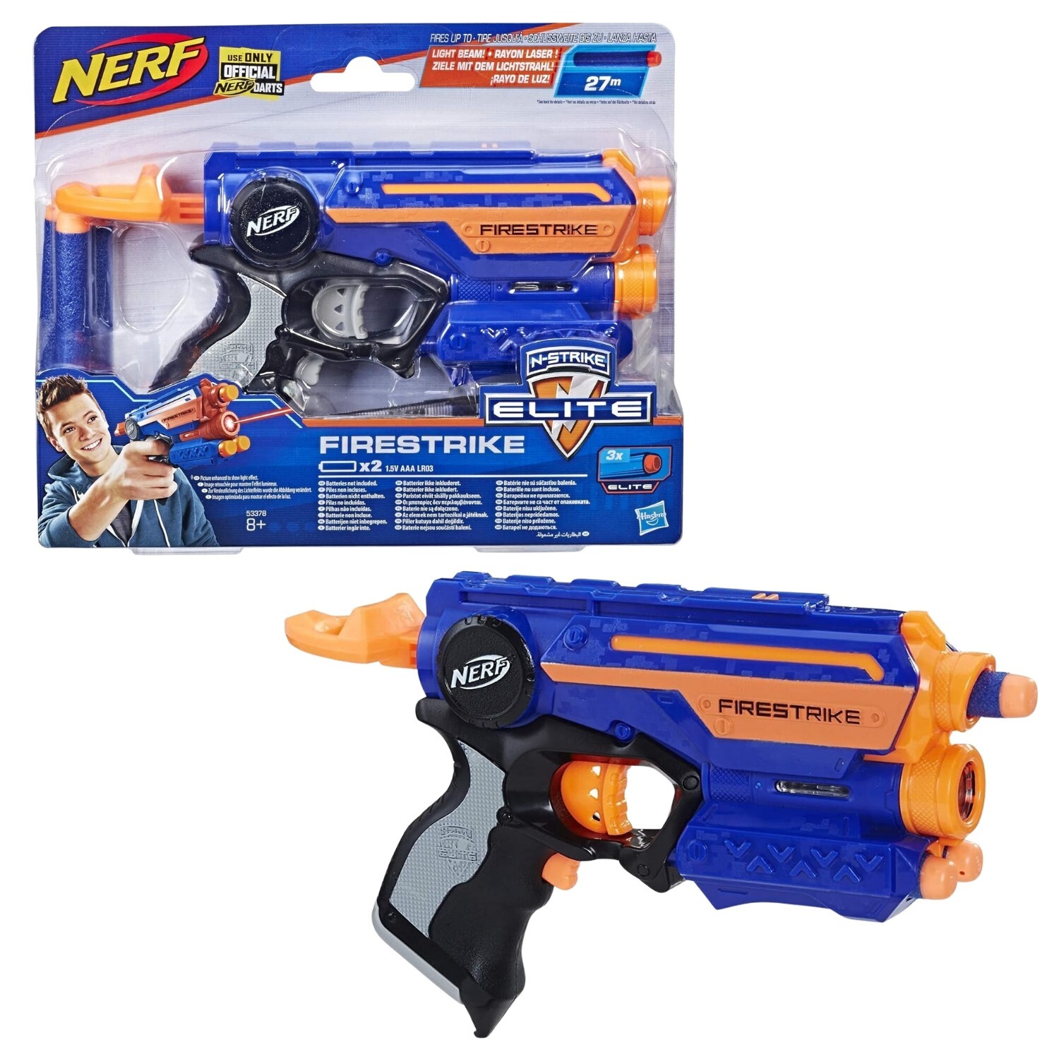 Nerf Elite N-Strike "Firestrike" Pistola Giocattolo con puntatore Laser e 3 dard