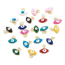 10x Evil Eye 18K Gold Plated Brass Enamel Pendants Charms Jewelry Making 10x11mm