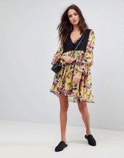 Free People Women's Alice Vested Long Sleeve Print Dress XS